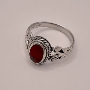 Vintage Sterling Silver Red Howlite Ring